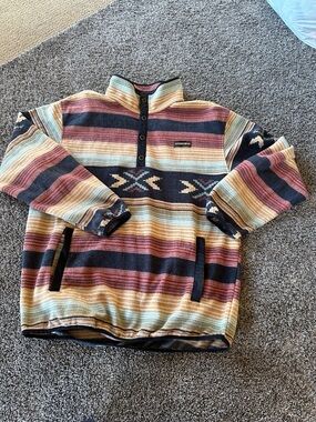 Cinch Multicolor Striped Zip-Neck Sweater - Navy, Rust, Cream